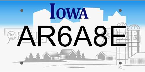AR6A8E Iowa License Plate