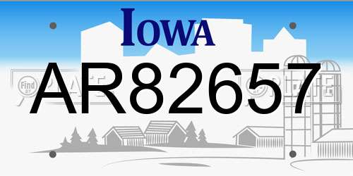 AR82657 Iowa License Plate