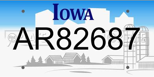 AR82687 Iowa License Plate