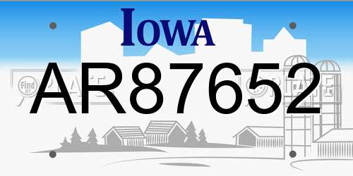 AR87652 Iowa License Plate