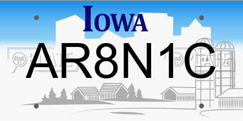 AR8N1C Iowa License Plate