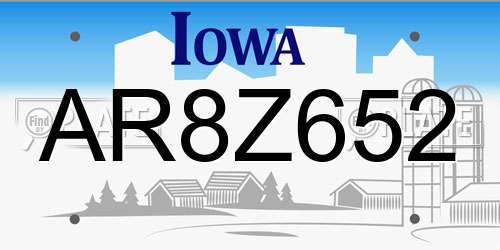AR8Z652 Iowa License Plate