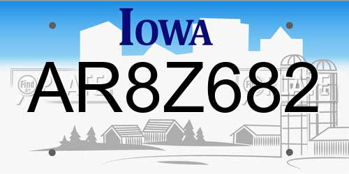 AR8Z682 Iowa License Plate