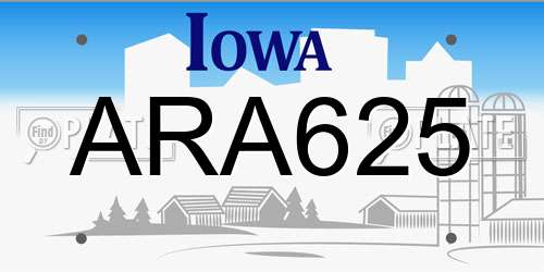 ARA625 Iowa License Plate