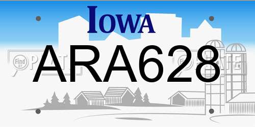 ARA628 Iowa License Plate