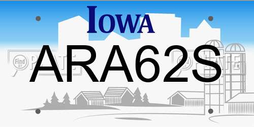 ARA62S Iowa License Plate