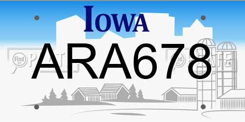 ARA678 Iowa License Plate