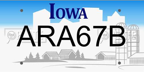 ARA67B Iowa License Plate