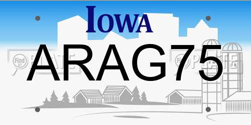 ARAG75 Iowa License Plate