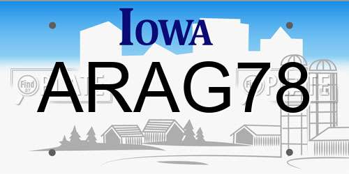 ARAG78 Iowa License Plate