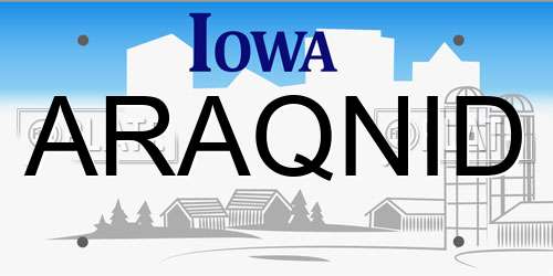 ARAQNID Iowa License Plate