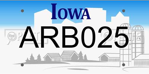 ARB025 Iowa License Plate