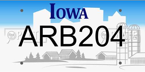 ARB204 Iowa License Plate