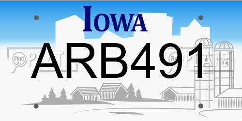 ARB491 Iowa License Plate