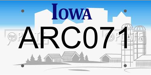 ARC071 Iowa License Plate