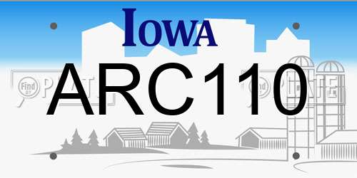 ARC110 Iowa License Plate