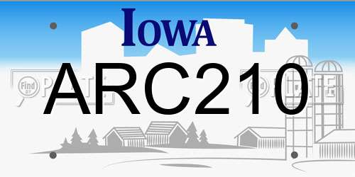 ARC210 Iowa License Plate
