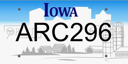 ARC296 Iowa License Plate