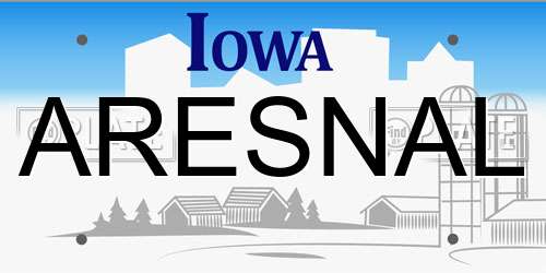 ARESNAL Iowa License Plate