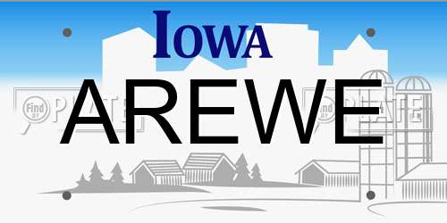 AREWE Iowa License Plate