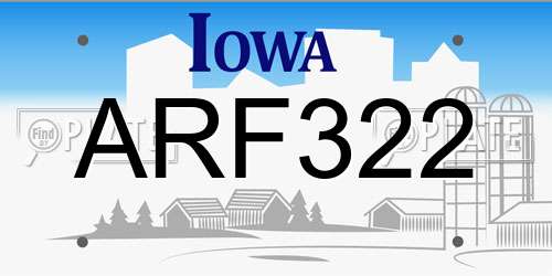 ARF322 Iowa License Plate