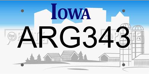 ARG343 Iowa License Plate