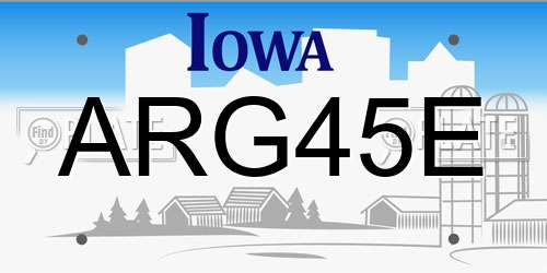 ARG45E Iowa License Plate