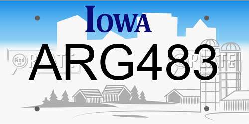 ARG483 Iowa License Plate