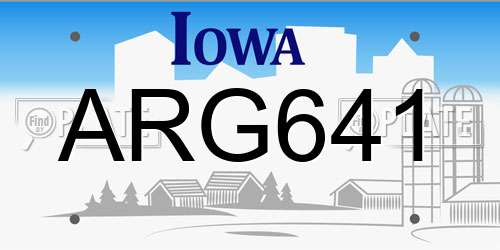 ARG641 Iowa License Plate