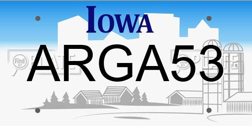 ARGA53 Iowa License Plate