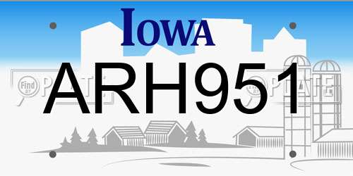 ARH951 Iowa License Plate