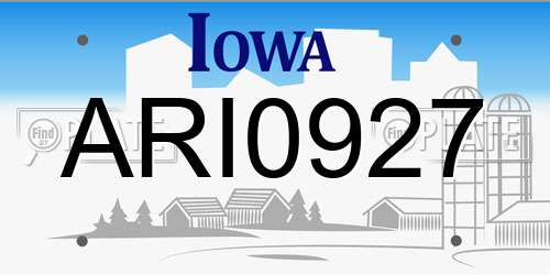 ARI0927 Iowa License Plate