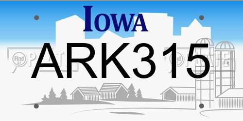 ARK315 Iowa License Plate