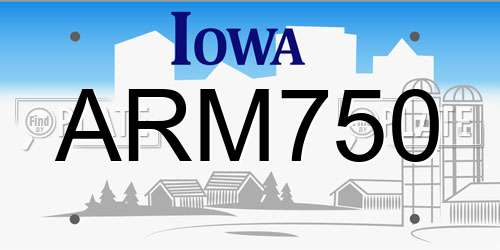 ARM750 Iowa License Plate