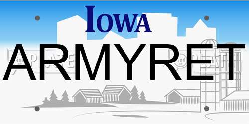 ARMYRET Iowa License Plate