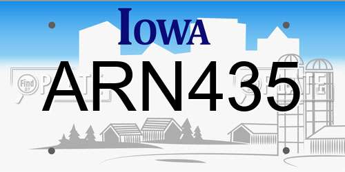 ARN435 Iowa License Plate