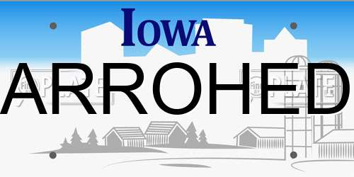 ARROHED Iowa License Plate