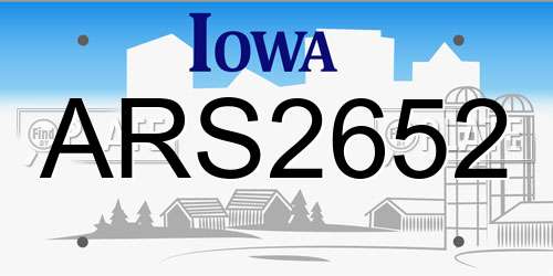 ARS2652 Iowa License Plate