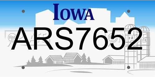 ARS7652 Iowa License Plate