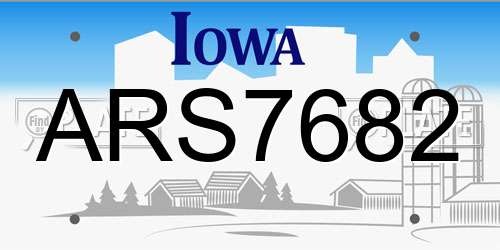 ARS7682 Iowa License Plate
