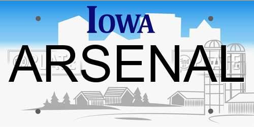 ARSENAL Iowa License Plate