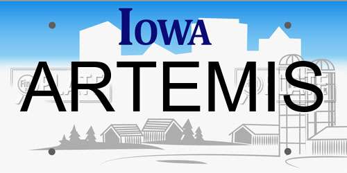 ARTEMIS Iowa License Plate