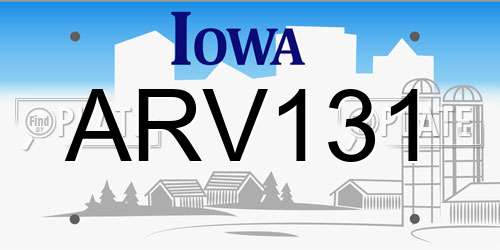 ARV131 Iowa License Plate