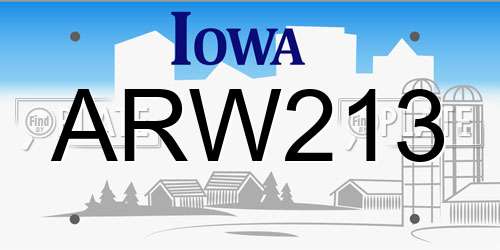 ARW213 Iowa License Plate