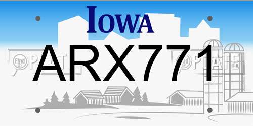 ARX771 Iowa License Plate