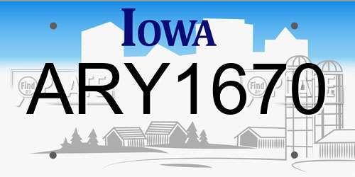 ARY1670 Iowa License Plate