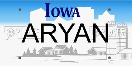 ARYAN Iowa License Plate