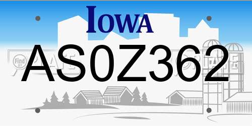 AS0Z362 Iowa License Plate