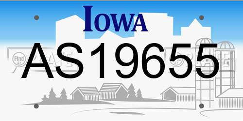 AS19655 Iowa License Plate
