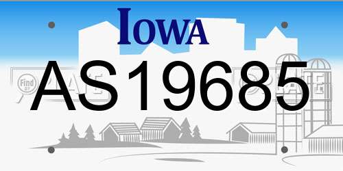 AS19685 Iowa License Plate